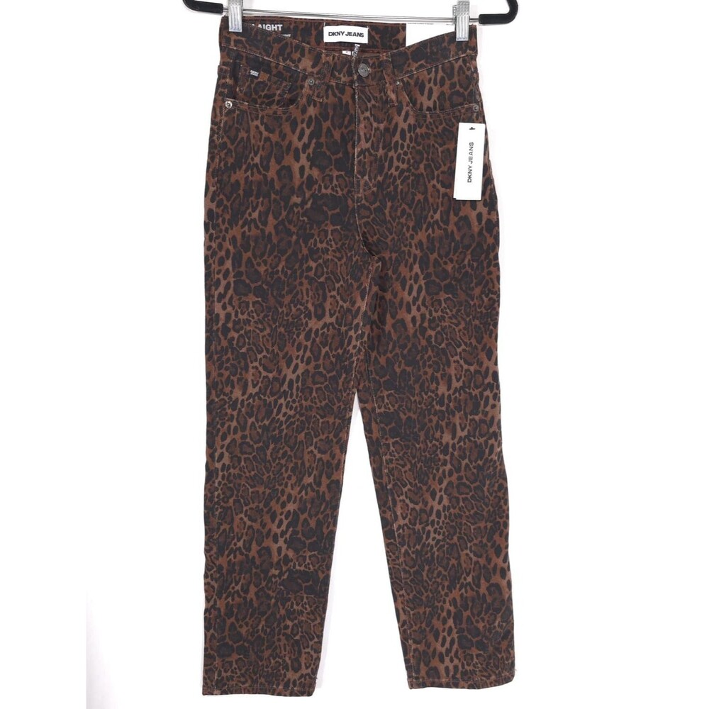 DKNY Women New Jeans Animal‎ Print 27 LAIGHT High Rise Classic Straight DJSB4109